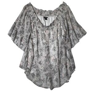 Torrid Womens‎ 4X Off Shoulder Abstract Print Flutter Sleeve Tunic Top Plus Size